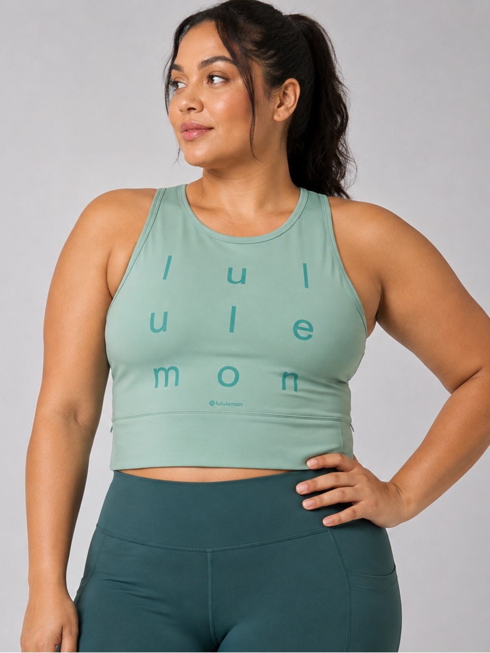 #732 Lululemon Power Pivot Everlux Motif Wild Mint Tank 14 Reversible